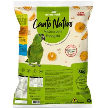 Imagem de Mistura para Papagaio Alimento Canto Nativo Papagaio 8Kg - MINAS NUTRI