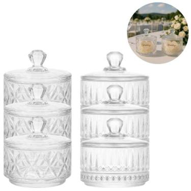 Imagem de 6 Potiches Bomboniere De Cristal Lembrancinha C/ tampa 8cm - Lyor