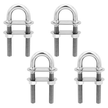 Imagem de Marine Boat U Bolt Stern Bow Eye Tie Down Down, RV Yacht de aço inoxidável com porcas sextavadas e arruelas, comprimento total de 10 cm, estoque de 9 cm, comprimento da rosca de 7,6 cm (4 peças)