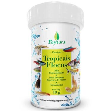 Imagem de Ração Para Peixes Alimento Poytara tropicais flocos 10g