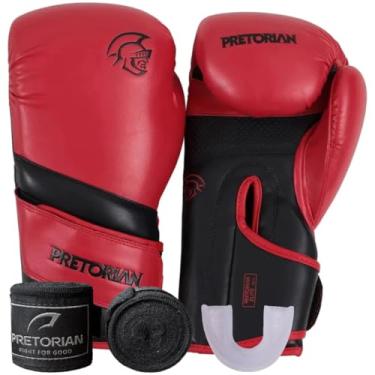 Imagem de Kit Luva de Boxe Muay Thai Kickboxing Elite Pretorian + Bandagem + Protetor Bucal + Bag - Esolha seu Modelo (VERMELHO/PRETO, 10oz)