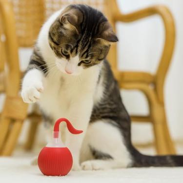 Imagem de Bolinha Eletrônica para Gatos e Cães, Recarregável USB, Silicone, Giratória