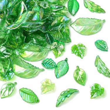 Imagem de UR URLIFEHALL 160 peças, 8 estilos, pingentes de folha de acrílico verde banhado a UV para colar faça você mesmo, pulseira, brincos, fabricação de joias
