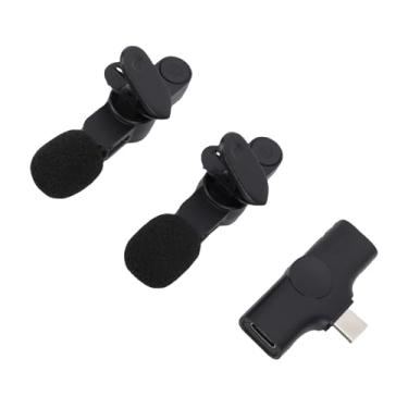 Imagem de SPYMINNPOO Clipe de Microfone Lavalier Sem Fio Duplo No Microfone de de Com Transmissão Sem Fio de 2,4 GHz 20m Intervalo 8-10h Battery Crystal Sound Sound Ruído Redução para Câmeras de Telefones