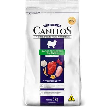 Imagem de Ração Canitos para Cães Adultos 3Kg - Raças Pequenas e Médias - Nutrição Completa e Saborosa