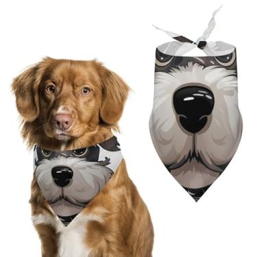 Imagem de Cachecol adorável Schnauzer estampado para animais de estimação cachecol triangular de poliéster - tamanho único (70 x 30 cm)