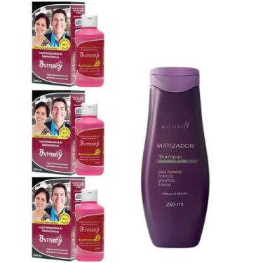 Imagem de Kit 3 Loção Restauradora e 1 Shampoo Desamarelador - Butterfly