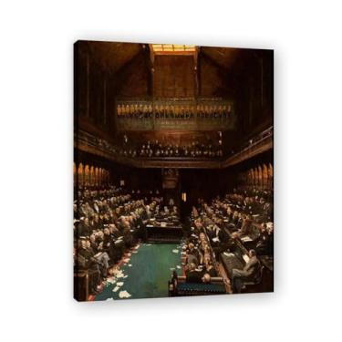 Imagem de Speech In The House Of Commons John Lavery Classic Realist Portrait & War Scene Canvas Art – Decoração de parede de arte irlandesa para casa emoldurada 30 x 39 cm