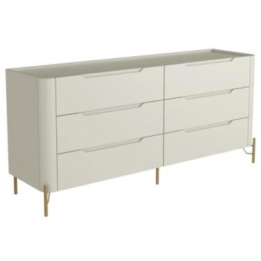 Imagem de Cômoda Para Quarto Closet Orgânica 6 Gavetas Pés Industrial Dourado Bl