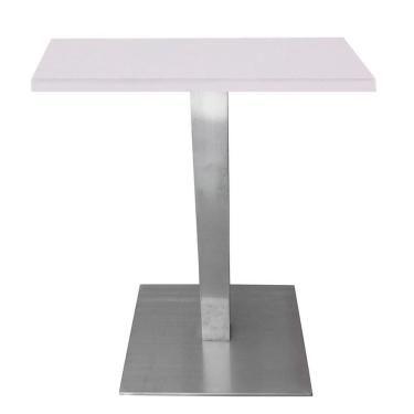 Imagem de Mesa Quadrada Alpha Inox Prata 73,50 Cm (altura) Tampo Mdp Quadrado 80 Cm Branco (larg)