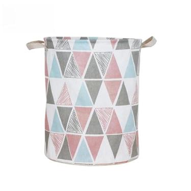Imagem de Cesto Organizador Dobrável–Impermeável, Compacto e Resistente – Ideal para Roupa Suja, Brinquedos e Mais | 40L(Triângulo Colorido)