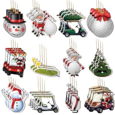 Imagem de Pacote com 36 enfeites de Natal para carrinho de golfe, bolas de golfe a granel, enfeites de boneco de neve, presentes para amantes de esportes, decoração de festa de Natal para árvore de Natal
