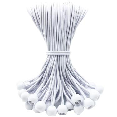 Imagem de WMZOBH Cabos elásticos de 25,4 cm - 50 peças de cordas elásticas pequenas com bolas, mini bolas elásticas resistentes ao ar livre para lona, dossel, acampamento, postes de barraca (branco)
