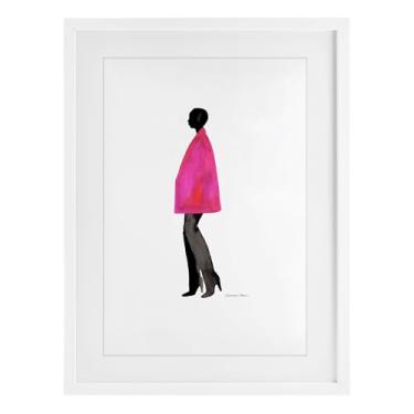 Imagem de Stupell Industries Impressão emoldurada branca com revestimento rosa fúcsia design sob vidro por Simone Elum, 20 x 14