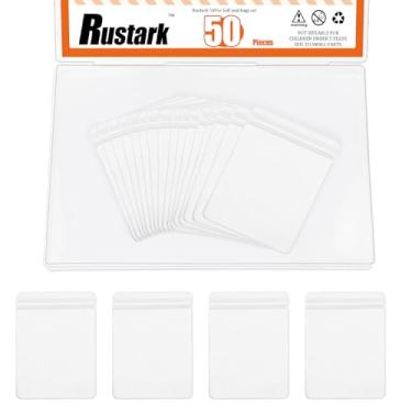 Imagem de Rustark 50 unidades de sacos de celofane autovedantes 6 x 8 cm/2,36 x 3,15 polegadas, sacos transparentes para biscoitos e doces, bolsa de mangas autoadesivas, saco de guloseimas de alimentos e