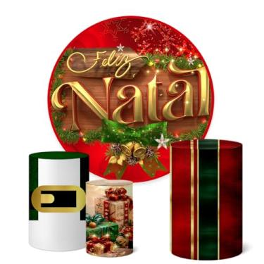 Imagem de Trio Capas Cilindro + Painel Sublimado Festa 1,50m Natal (K1NAT085)