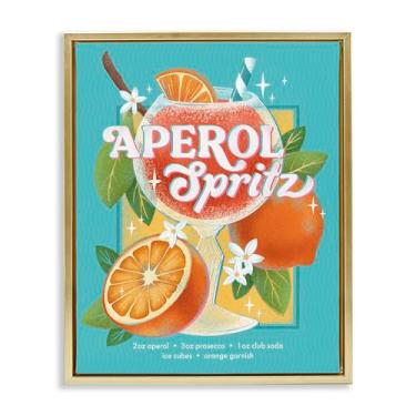 Imagem de Stupell Industries Refrescante Retro Aperol & Recipe Gold Framed Floater Canvas Wall Art Design por Courtney Morgenstern, 89 x 63 cm