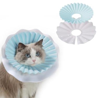 Imagem de Cone de recuperação macio para gatos e cães pequenos, coleira leve para gatos de 45 g para pós-cirurgia, banho, desparasitação – cone protetor para animais de estimação, azul