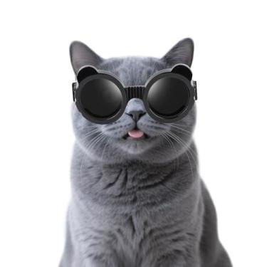 Imagem de Enjoying Óculos para cães pequenos, em formato de panda, proteção UV, à prova de vento, para cães e filhotes, dia de neve, alças ajustáveis, preto