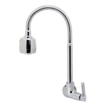 Imagem de Torneira Cozinha Parede Gourmet Tubo Flexível Cromado C29