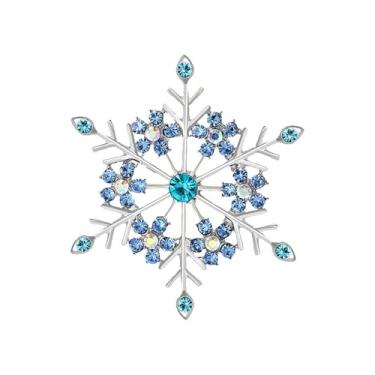 Imagem de Broche de floco de neve para mulheres strass cristal roupas elegantes chapéu bolsa saia acessórios de inverno fantasia de Natal joias presentes, Medium, Liga de aço, Sem Pedra Preciosa