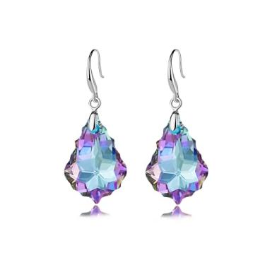 Imagem de EVEVIC Swarovski Brincos de cristal barroco com pingente de lágrima para mulheres banhado a ouro 14K Joias hipoalergênicas