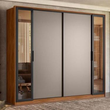 Imagem de Guarda Roupa Casal Laredo 4 Portas Flex + Vidro - DEMOBILE, NOGUEIRA T