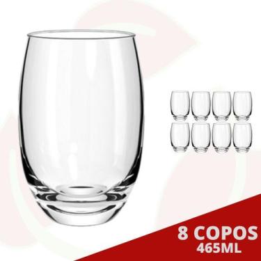 Imagem de 8 Copo de Vidro Aruba Redondo 465ML Suco Água Drinks Nadir - NADIR FIG
