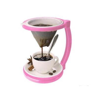 Imagem de Mini Coador De Café Com Suporte E Filtro Tam. 100 Ind Rosa - Injetemp