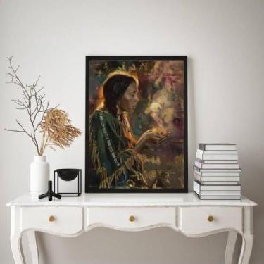 Imagem de Quadro Decorativo Xamã 33x24cm - Madeira Branca com Vidro - Quadros On