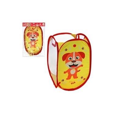 Imagem de Cesto Multiuso Telado Decorativo com Estampa de Cachorro, 56x33cm