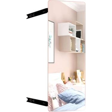 Imagem de Espelho Com Trilhos Deslizantes, Espelho De Corpo Inteiro Deslizante E Giratório Embutido No Guarda-roupa, Espelho Grande Em Tela Cheia, Espelho Invisível Adequado Para G, Rose Gold, 90x35cm
