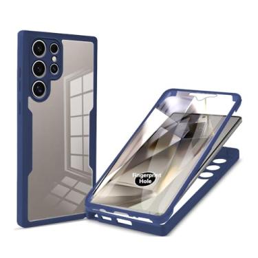 Imagem de Capas de corpo inteiro de 360° com duas camadas para Samsung Galaxy S23 S24 Ultra S21 FE S22 Plus S23 FE A55 A35 A25 A15 A04S Capa dupla face, azul, para S22 Plus (6,6 polegadas)