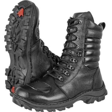 Imagem de Coturno Tático Force Militar Couro, Macio Flother, Motocicli - Portal 