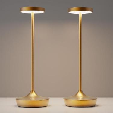 Imagem de Candeeiro de mesa YHT sem fio recarregável 6000mAh LED dourado