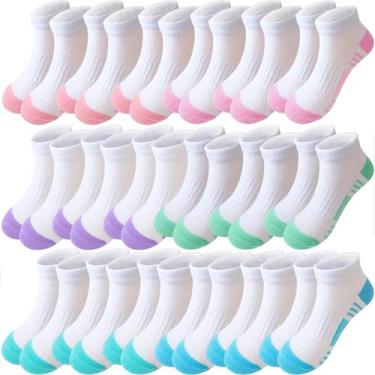 Imagem de Meias de tornozelo Bemeol Girls Running Athletic 18 pares de 5 a 7 ano