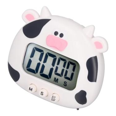 Imagem de Zhjvihx Timer de Cozinha, Contagem Regressiva para Grandes Dígitos, Alerta de Flash de Som Portátil, Temporizador Digital Com Suporte à Sala de Aula (Vaca branca)