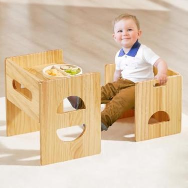 Imagem de FUNLIO Conjunto De Mesa E Cadeira Montessori Com Altura Ajustável Para Idades De 1 A 3 Anos, Conjunto De Mesa E Cadeira De Madeira Maciça Para Crianças Pequenas, Conjunto De Mesa E Cadeira Para Bebê