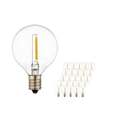 Imagem de Lâmpadas de substituição G40 de baixa tensão, lâmpada de globo transparente CC 12V 1W 2700K, base de candelabro E12, lâmpadas reguláveis de 3,8 cm para cordão de luzes, suporte de produção de filme