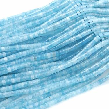 Imagem de 2 x 4 mm, 155 peças, água-marinha, tubo de jade, cilindro, Rondelle, abaco, disco, espaçador, contas soltas para fabricação de joias