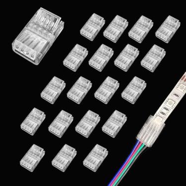 Imagem de Conector de fita LED de 20 peças, conectores rápidos de fita a fio de 4 pinos 8 mm para luzes SMD 5050/3528 à prova d'água ou não à prova d'água SMD 5050/3528 RGB (faixa de 8 mm para fio)