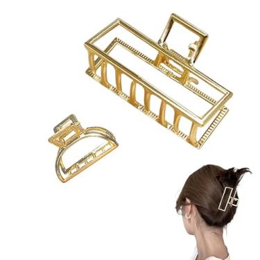 Imagem de Kit 2x Piranha Prendedor De Cabelo Metal Quadrada Piranha Presilha Metal Dourada Luxo Menina Vintage Feminina Elegante Mulheres