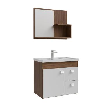 Imagem de Gabinete Armario Banheiro Isa com Cuba Espelheira 2 Gavetas