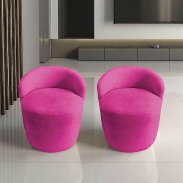 Imagem de Kit 2 Poltronas Decorativa Yara Orgânica Veludo Rosa Pink - Mansão Dec