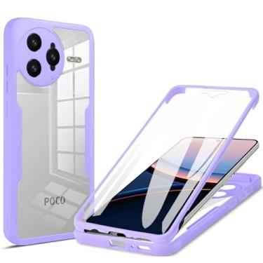 Imagem de Ysnzaq Capa transparente para Xiaomi Poco F7 Ultra, protetor de tela integrado, proteção total de 360° e capa protetora macia fina para Xiaomi Redmi K80 Pro QB roxa