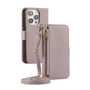 Imagem de YOGISU Para iPhone 7Plus (8Plus), carteira transversal com zíper e porta-cartões, capa de couro (para iPhone 7Plus (8Plus)/roxa)