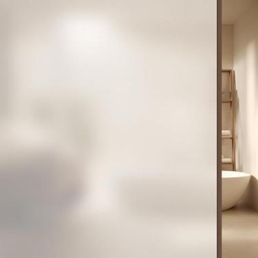 Imagem de Película de janela de privacidade com transmissão de luz, película adesiva estática branca fosca para quarto, banheiro e escritório, capa de vidro de PVC, 78,7 x 17,7 polegadas