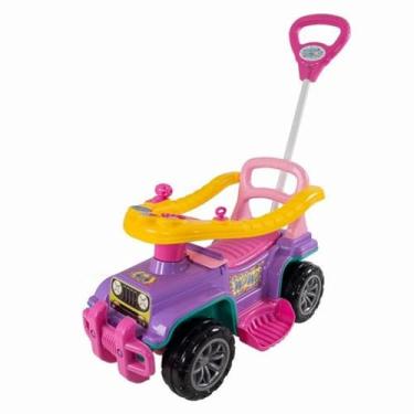 Imagem de Carrinho de Passeio Infantil Jip Jip Menina com Empurrador Buzina, Anel de Proteção, Haste para Pais, Chave com Som, Apoio para os Pés, Ideal para Crianças a Partir de 9 Meses