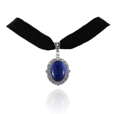 Imagem de Gargantilha Victoria de veludo preto, vermelho, azul, verde, cristal gótico, joia de vampiro, vintage, gota, de veludo, pingente, esmeralda, gargantilha, gargantilha preta, colar gótico, colares