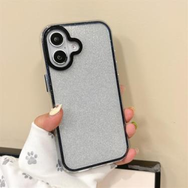Imagem de Capa de celular 2 em 1 com glitter brilhante para iPhone 16, 15, 14 Plus, 13, 12, 11 Pro Max, estrutura rígida, capa traseira transparente e brilhante (para iPhone 12/1)